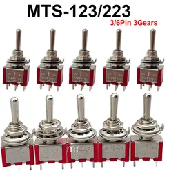 MTS-123 223 Double reset 6MM button Shake head toggle switch 3/6 pin 3 gear rocker button