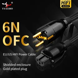 Upgrade AC Power Cord AC Power Cable High Quality Pure Copper Power Plug HIFI EU Schuko Power Cable 2.0 M HIFI Power Cable