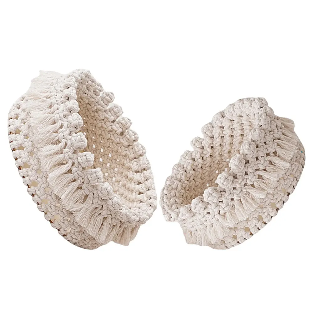 

2Pcs Cotton Rope Woven Basket Storage Box for Snacks Cosmetics Keys Home Sundries Organizer Decorative Basket Bedroom Desktop