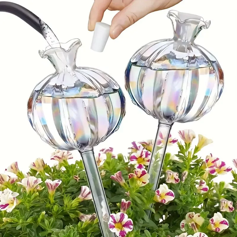 1/2PCS Pomegranate Flower Watering Machine Glass Creative Modeling Watering Machine Pot Lazy Watering Machine