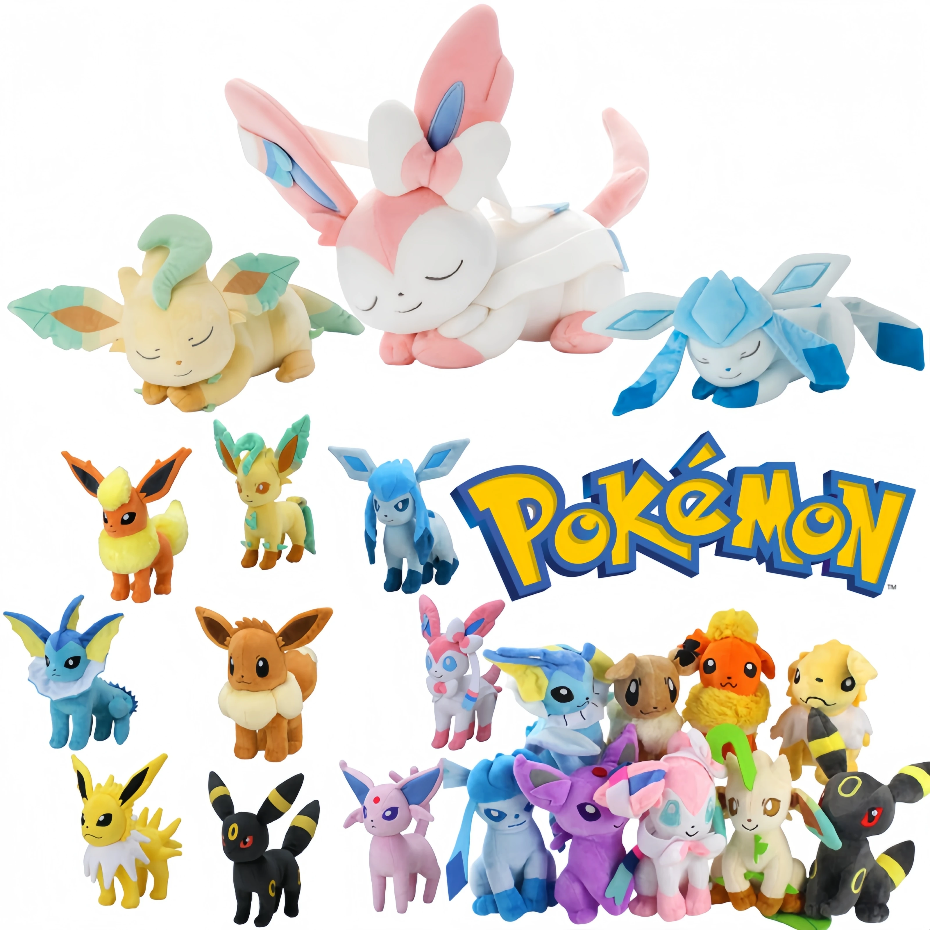 

Cute Sleeping Eevee Family Evolution Glaceon Leafeon Sylveon Pokemon Plush Toy Umbreon Vaporeon Flareon Pikachu Stuffed Dolls