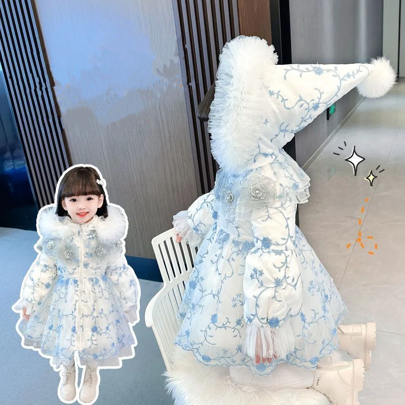 New Autumn Winter Baby And Toddler Princess Jacket Warm Coat with Hood For Kids Girl Cute Lolita Clothing 4 5 6 7 8 9 10 11Years