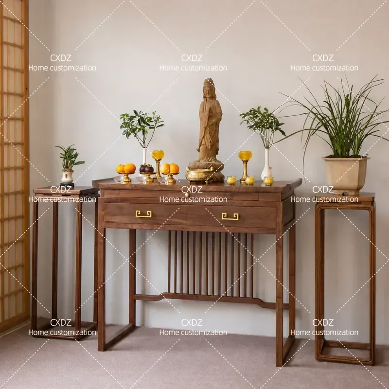 New Chinese Style Solid Wood Incense Table Household Guanyin Bodhisattva Altar Buddha Platform God of Wealth Offering Table