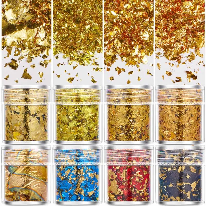 4pcs/set Gold Leaf Flakes Craft Paper Confetti Gold Foil Sequins DIY Stamping Scrapbooking Nail Art Jewelry Candle Making Decor