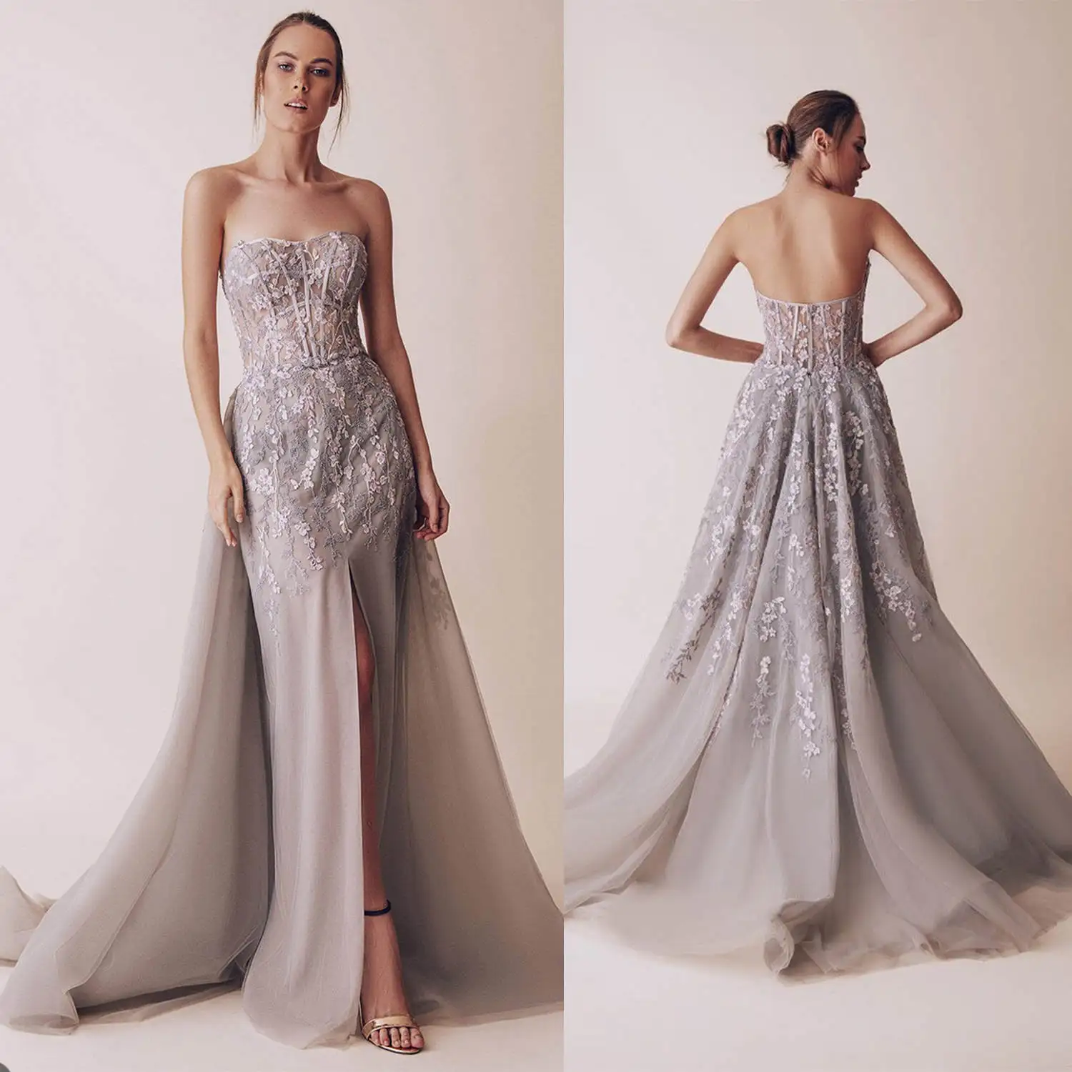 

Элегантные вечерние платья Русалка без бретелек с аппликацией и открытой спиной, без рукавов, платья для выпускного вечера, вечерние платья по индивидуальному заказу Robe De Soirée