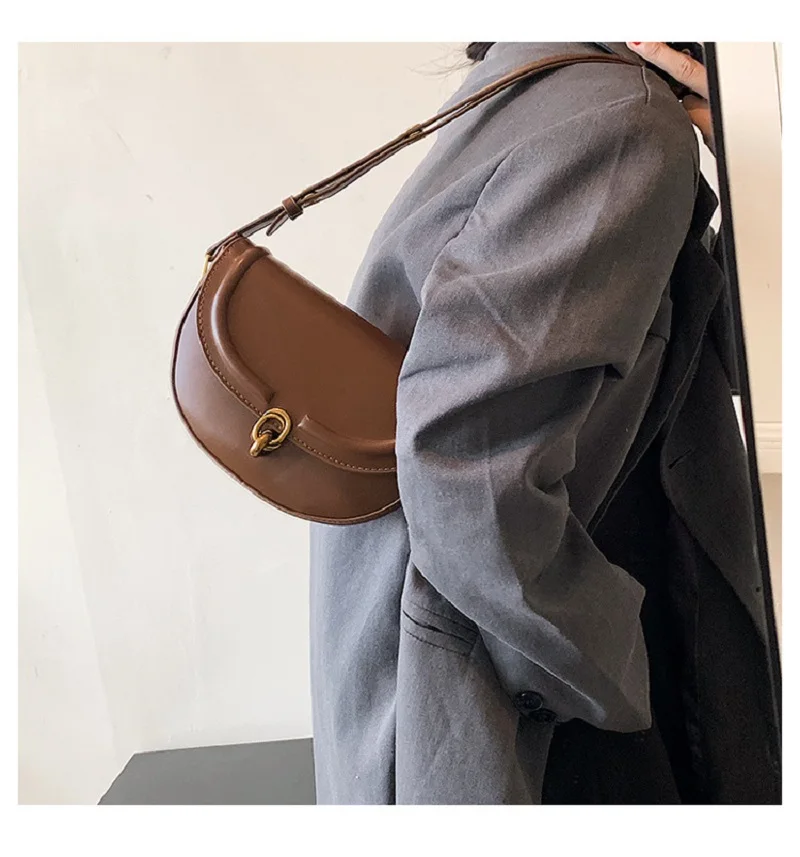 Saddle Small Crossbody Bags For Women 2023 Trend Luxury Designer PU Leather Shoulder Bag Ladies Underarm Handbags And Purses