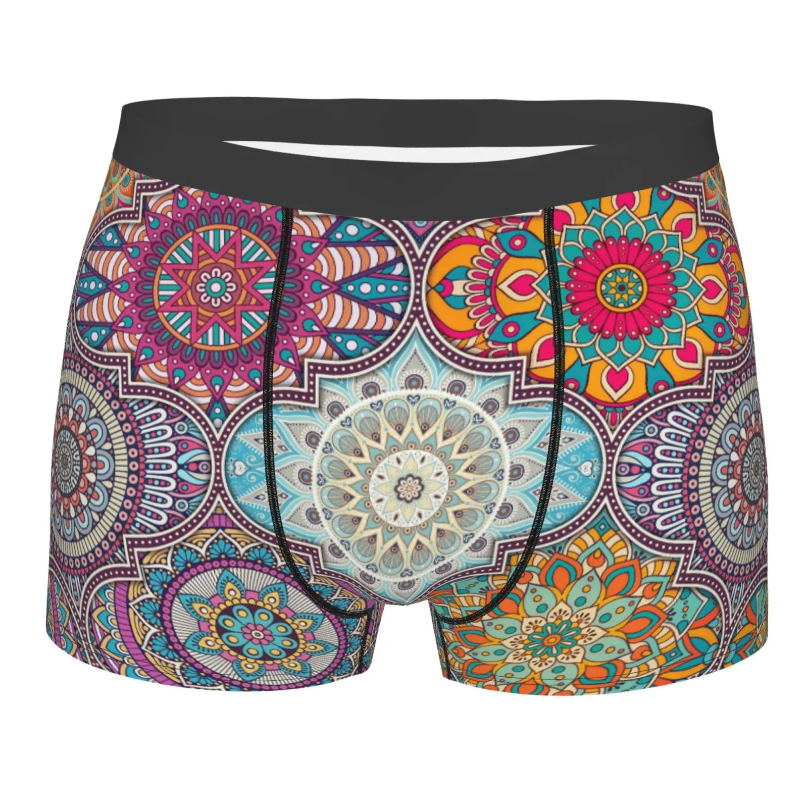 Boho Mandala Pattern Men Printed Boxer Briefs Underwear Highly Breathable Boxer Shorts Panties Breathable Underpants for Homme