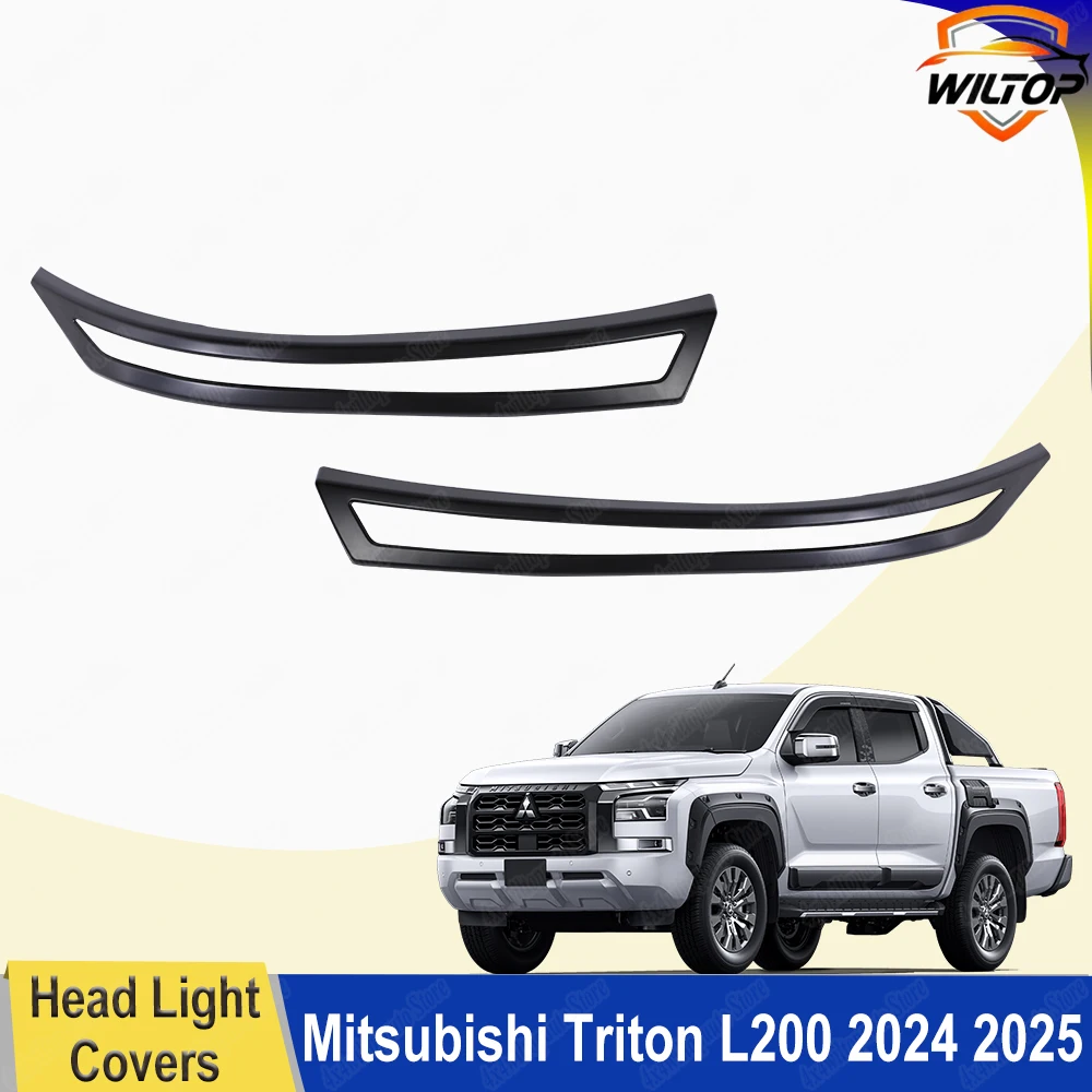

Headlight Covers for Mitsubishi Triton L200 2024 2025 Montero Sport Pickup Double Cab Front Lamp Hood Car Exterior Accessories