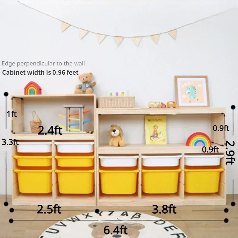 Montessori Toys Wooden Storage Box Organizer Living Room Cabinets Bookshelves for Kids  Cute Shelves  장난감 정리함 전면책장 Meuble