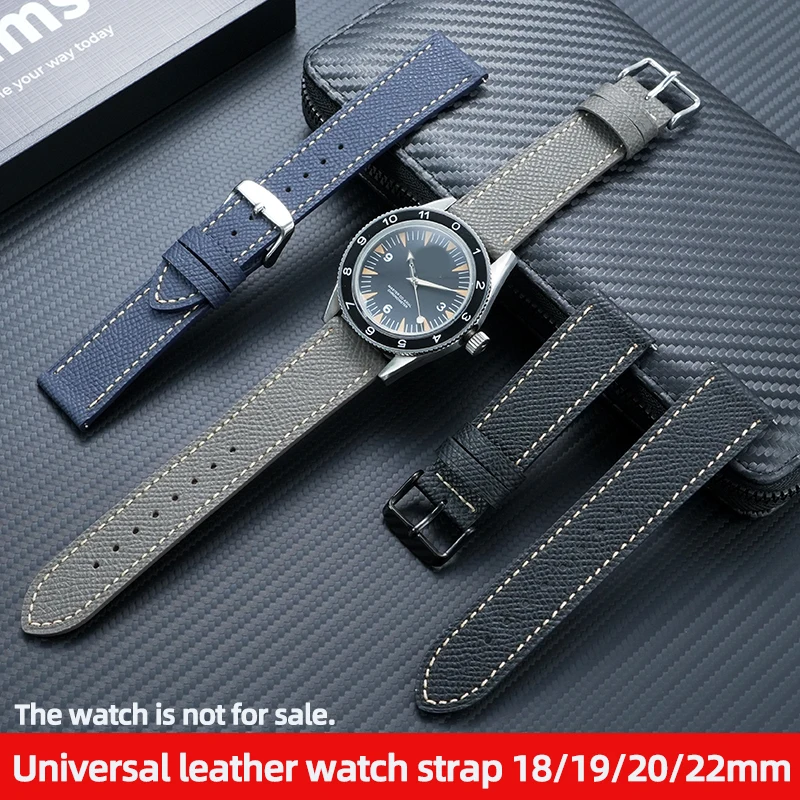 For Cartier Santos Dumont Tank London Series Cowhide Leather Watch Band for Omega Longines Tissot Palm Patterned Leather Strap