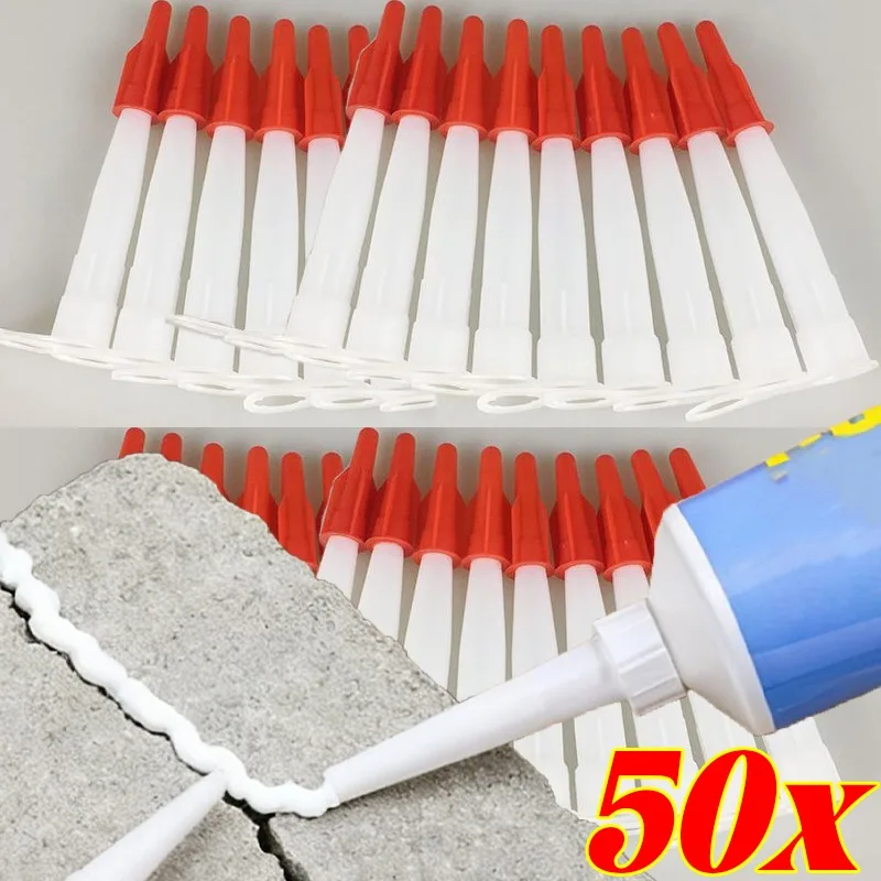 10/50pcs Spare Nozzle Sealant Tool Kit Home Household Re-sealable Mastic Cartridge Spare Nozzles Screw Cover for Caulking Pipes
