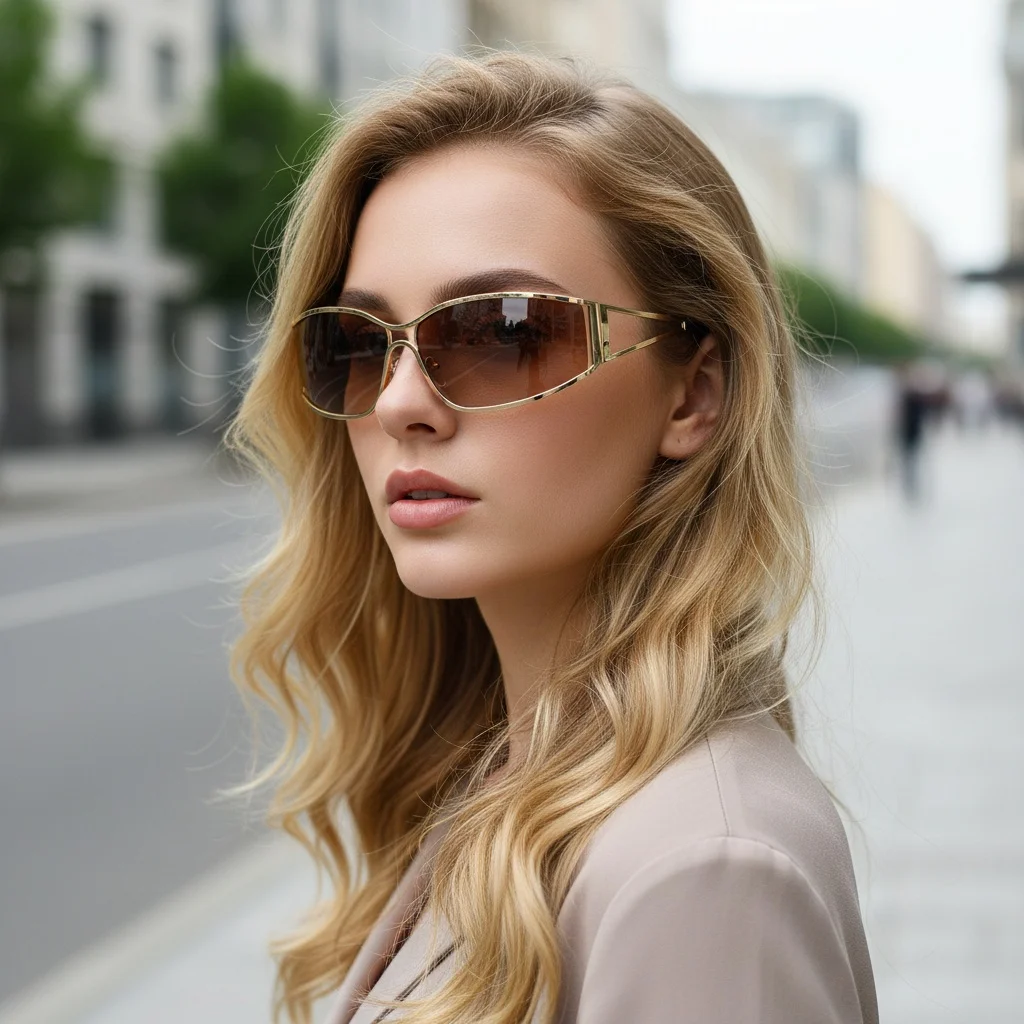 New Minimalist Style Fashion Metal Frame Women's Sunglasses Daily Commute Street Styling Sunshade Eyewear 81075