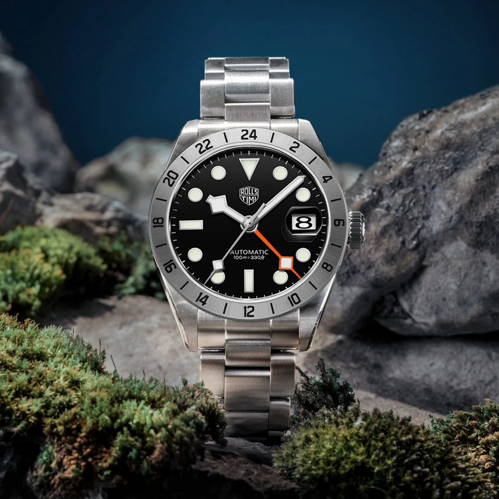 ساعات رجالية RollsTimi GMT فاخرة NH34 ساعة أوتوماتيكية للرجال ساعة يد ميكانيكية AR الياقوت مقاوم للماء ساعة حائط هدية مضيئة #1