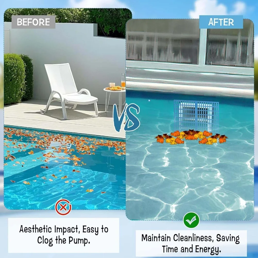 Pool Skimmer Leaf Shield with Telescopic Pole for Reliable Debris Blocking and Protection of Pool Skimmer Mechanism