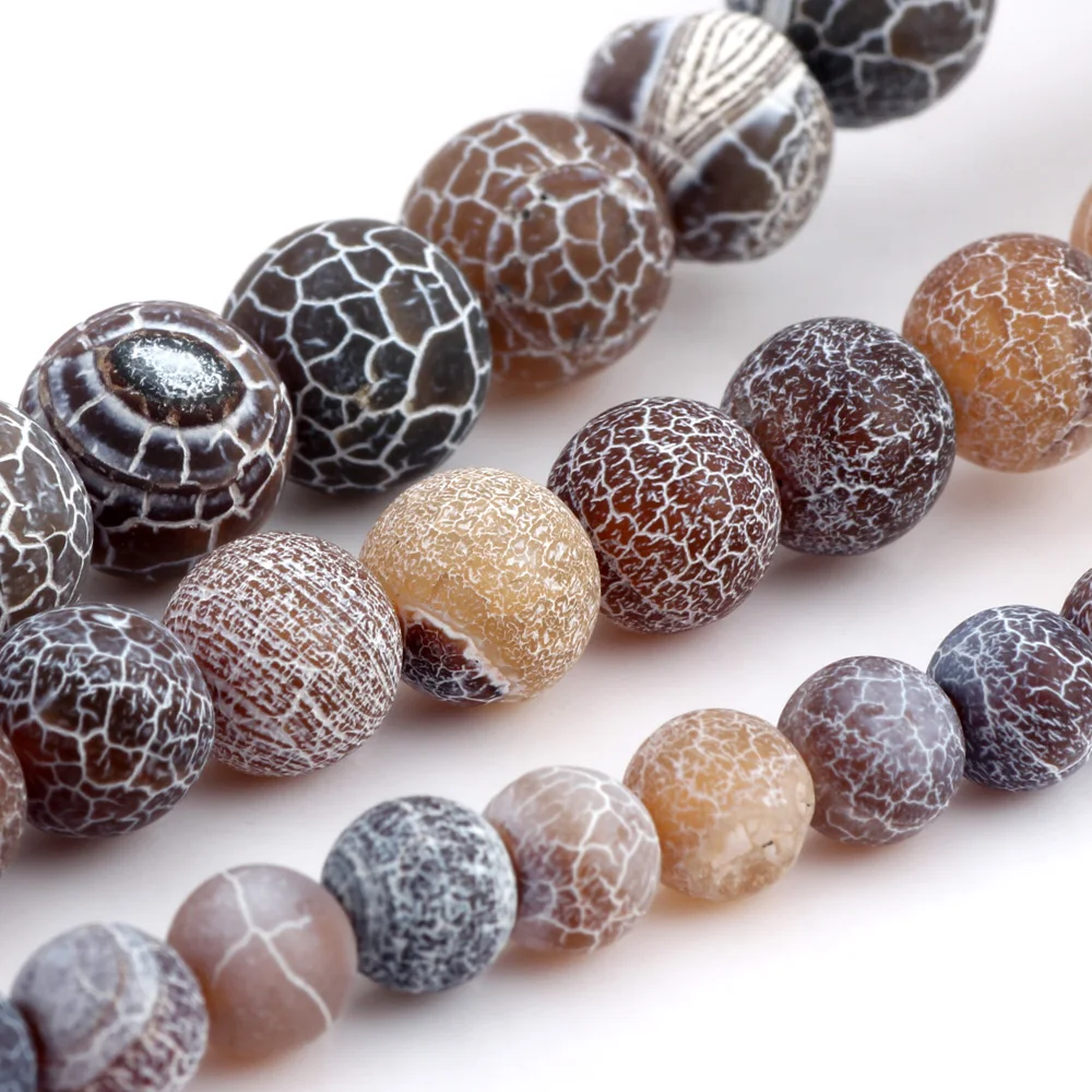 Olingart 6MM/8MM/10MM Dark Mixed Matte White Stripes Natural Stone Beads DIY Necklace Jewelry Making
