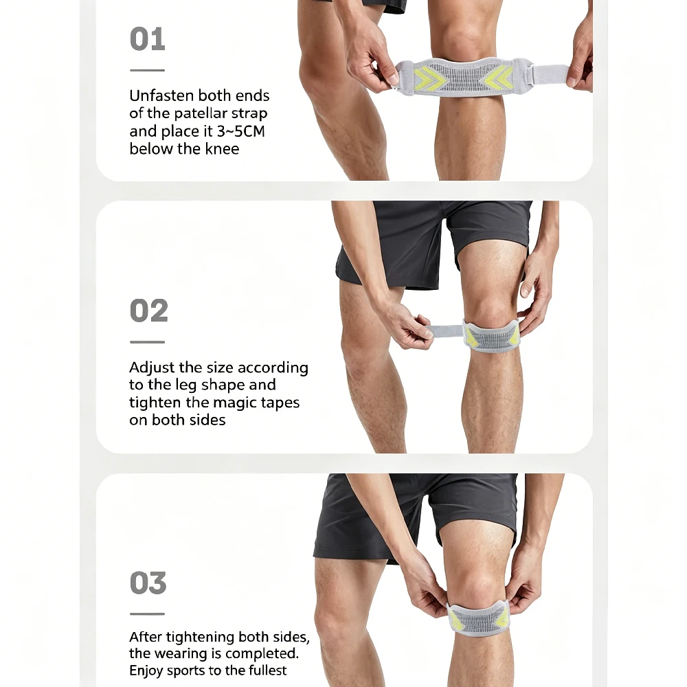 1PC Patella Kneecap Band Adjustable Silica Gel Knee Tendon Strap Protector Knee Pad Running Sports Cycling Gym Knee Support