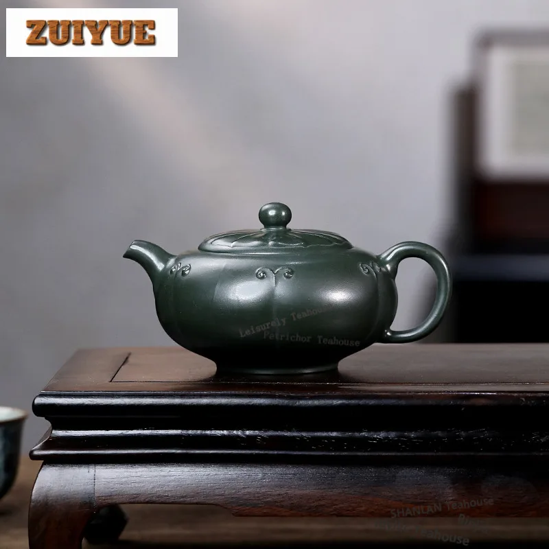 

300ml Creative Yixing Purple Clay Teapots Handmade Chrysanthemum Bud Pot Raw Ore Green Mud Kettle Chinese Zisha Tea Set Craft