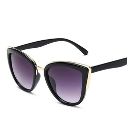 Occhiali da sole vintage Cat Eye Occhiali da sole firmati di marca di moda da donna Occhiali da sole femminili sexy Leopard Cateyes Sfumatura nera Oculos De Sol