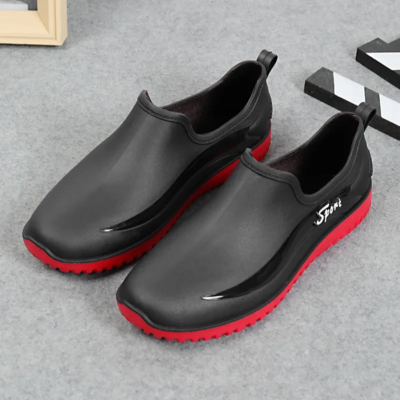 Hot Sale Men's Rain Boots Low-top Non-slip Men Rain Shoes Wear-resistant Waterproof Work Shoes Outdoor Fishing Rubber Shoes Male