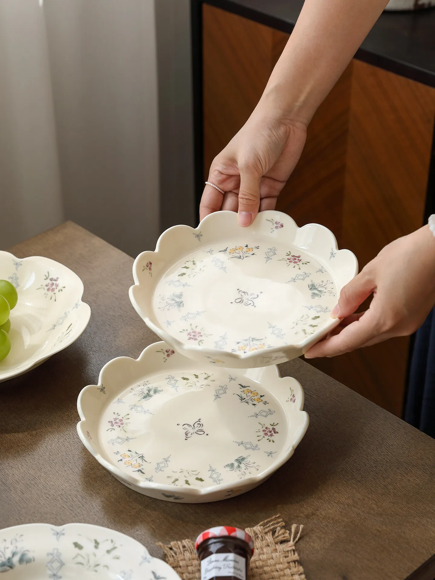 YueMing Dining Utensils Set Ceramic Underglaze Large Bowl Salad Bowl Good Looking High Value Home Dinnerware Set Moving In
