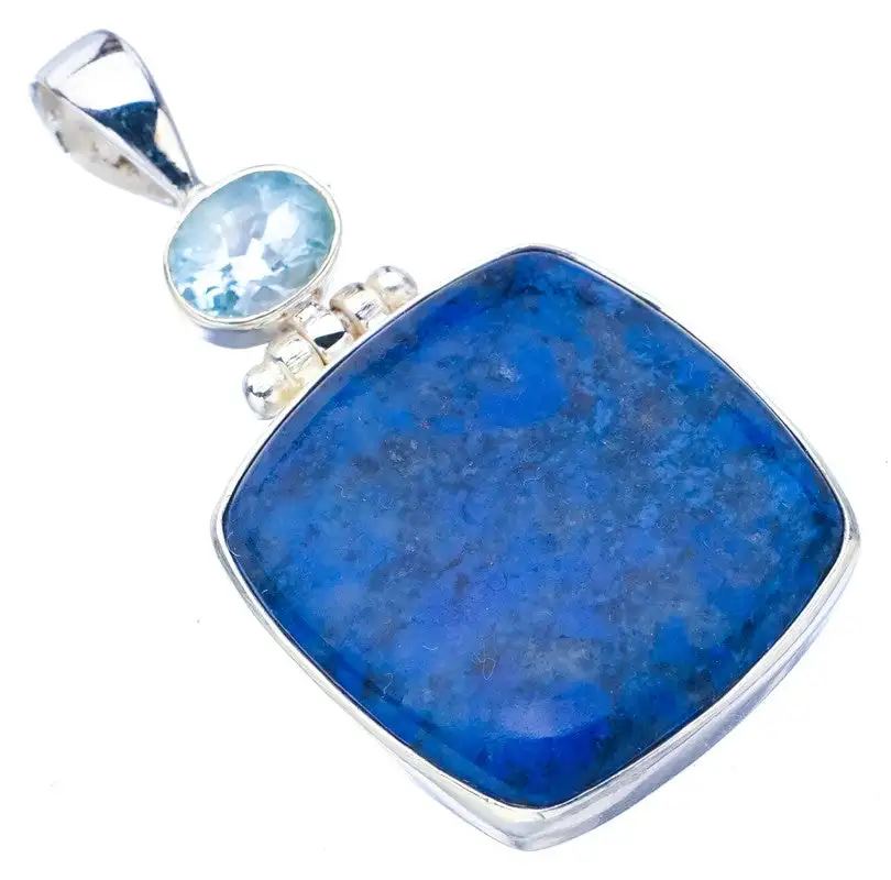 

StarGems Sodalite Blue topazручной работы 925 пробы серебряный кулон 1,75 "F4985