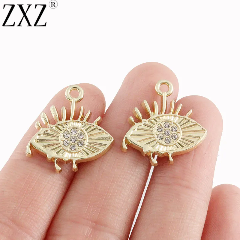 

ZXZ 10pcs Gold Plated Evil Eye Charms Pendants for Earring Necklace Jewelry Making Accessories