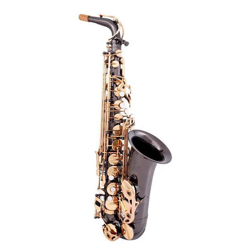 Professional Alto E-flat Saxophone Playing Black Nickel Gold