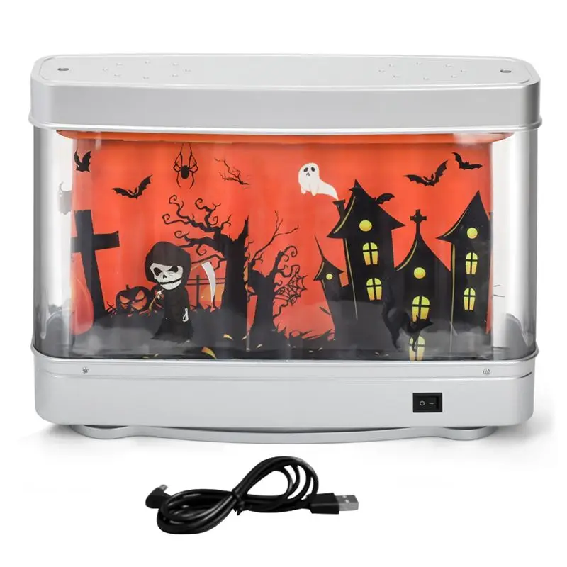 HOT-USB Fish Tank Light Aquarium Decor Night Light Virtual Dynamic LED Table Lamp Cute Room Decor Gift