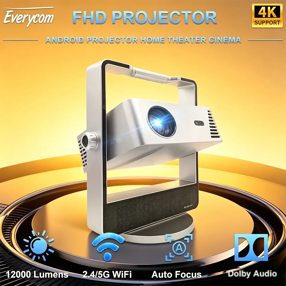 

Проектор Everycom T11 Full HD 1080P 2K 4K для видео и фильмов, 5G WiFi, Android, домашний кинотеатр, Smart TV, с Dolby