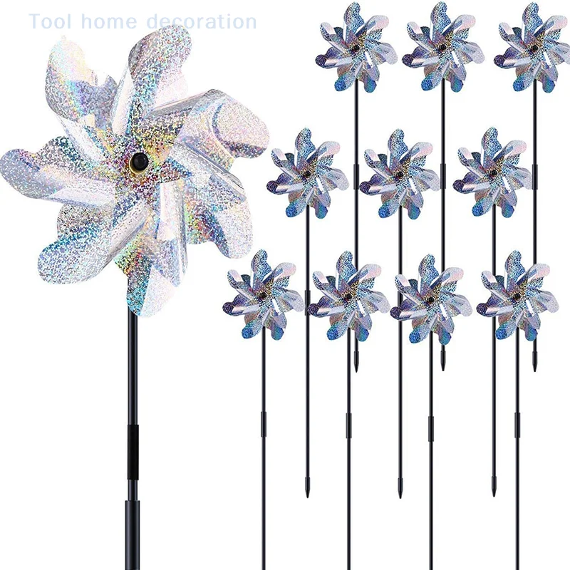 Garden Bird Repellent Pinwheel - Reflective Scarecrow Spinner, Shiny Decoration Deters Birds