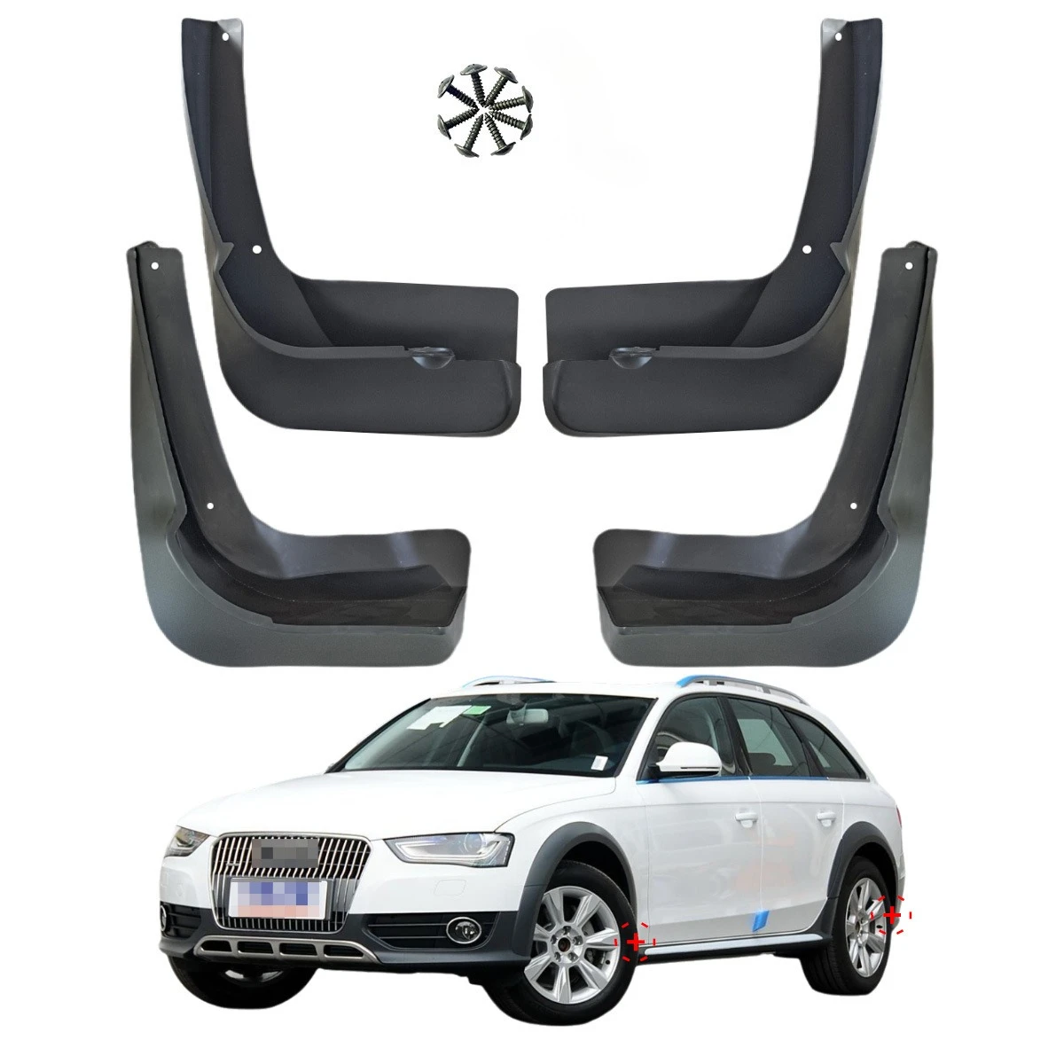 For Audi A4 B8 Allroad Mud Flaps Splash Guards Audi A4 Allroad Mudguards 2008-2015 (Not Applicable to Audi A4 Avant and Saloon）