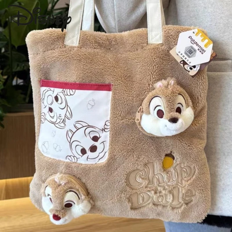 Disney Chichiti New Women's Handbag Cartoon Fashion Plush Women's Bag Luxury Brand Original Women's Shoulder Bag Large Capacity