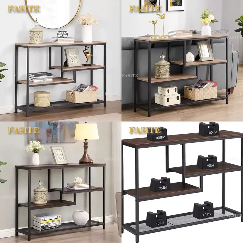For Simple Wrought Iron Solid Wood Floor to Ceiling Shelf Multi Layer Low Bookshelf Wall Mounted Entrance Rack Office Display