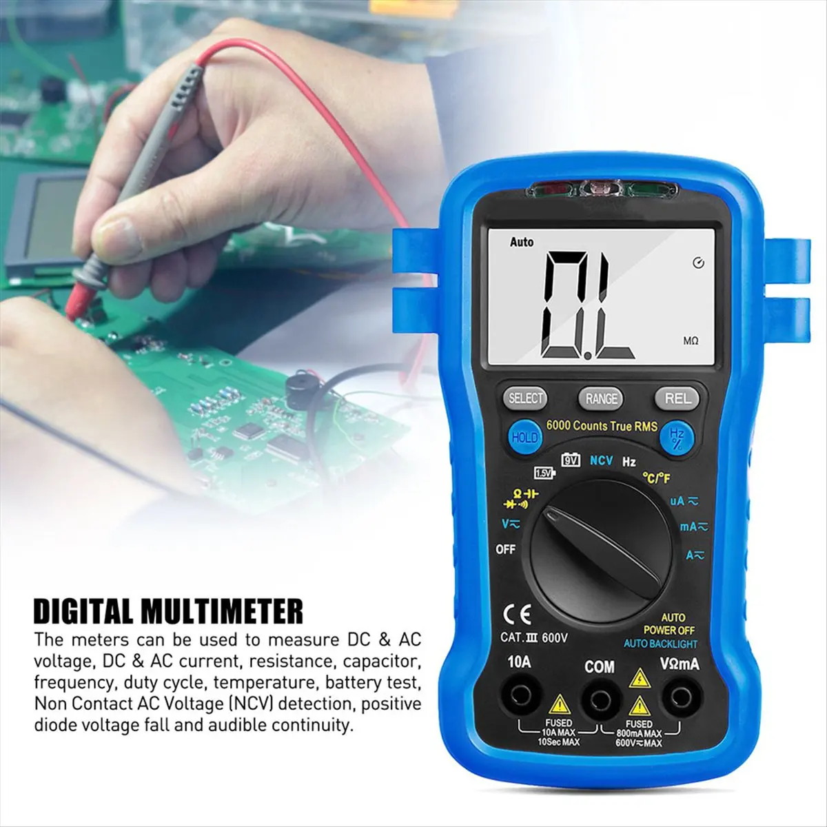【ELEVATE LIFE】-39C Digital Multimeter- 6000 Counts TRMS Auto Ranging Voltmeter for Voltage,Ohm,Capacitance and Temperature