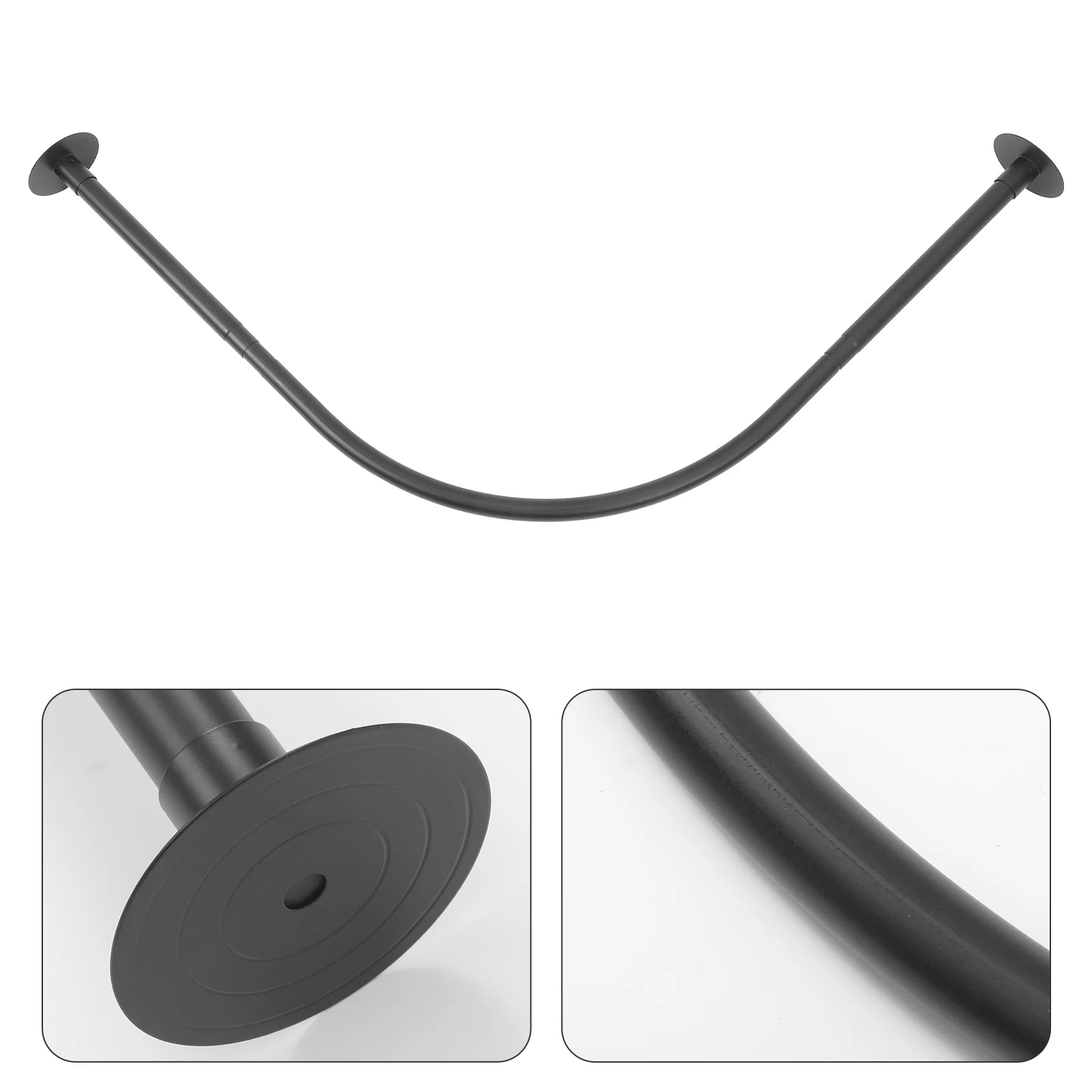 

Black Curved Shower Curtain Rod Stainless Steel Adjustable Telescoping Rod No Drill Window Curtain Tension Rod