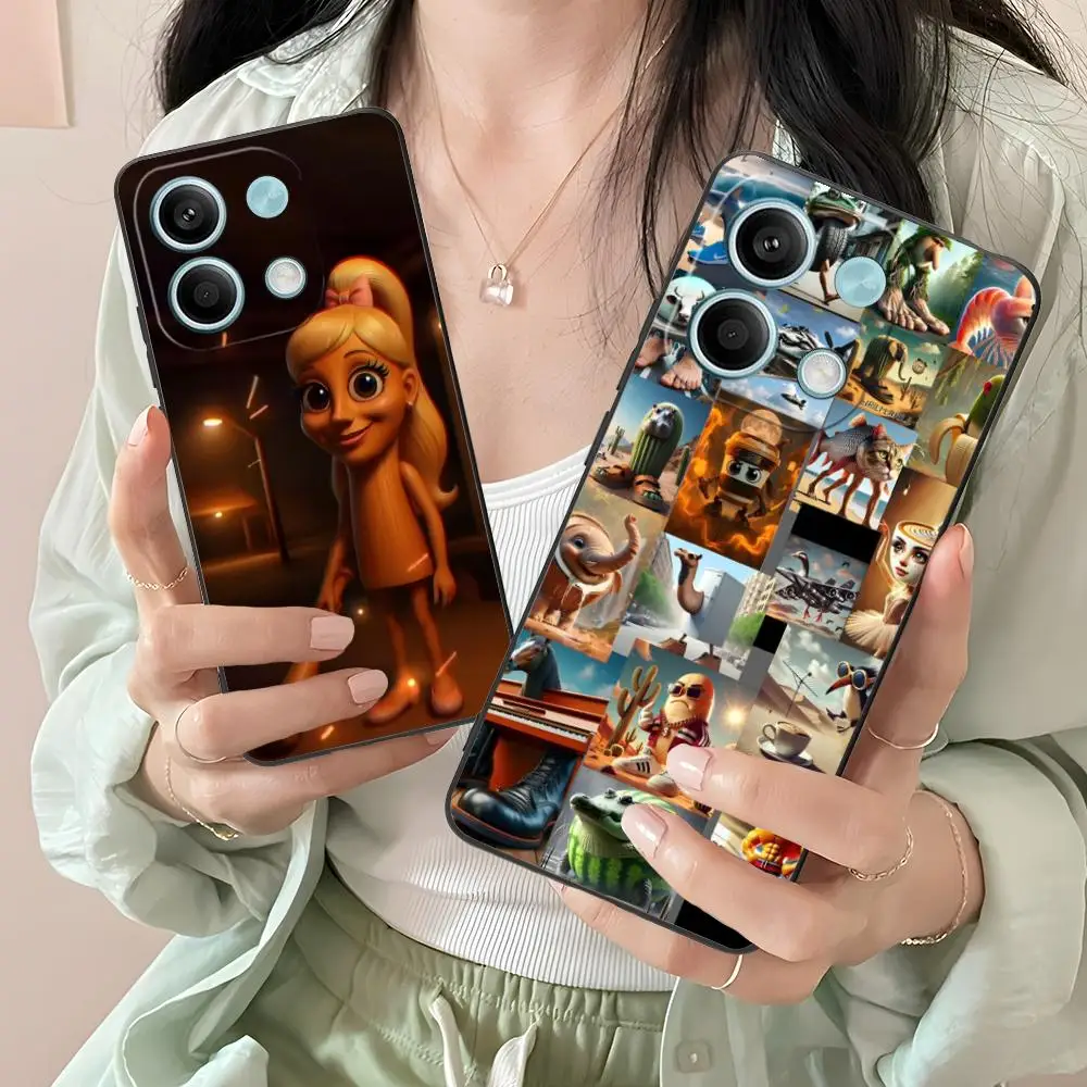 حافظة لهاتف Xiaomi Redmi Note 14 13 12 11 10 9 S A Pro Plus Lite 5G هاتف ذكي فاخر وجميل باللون الأسود #2