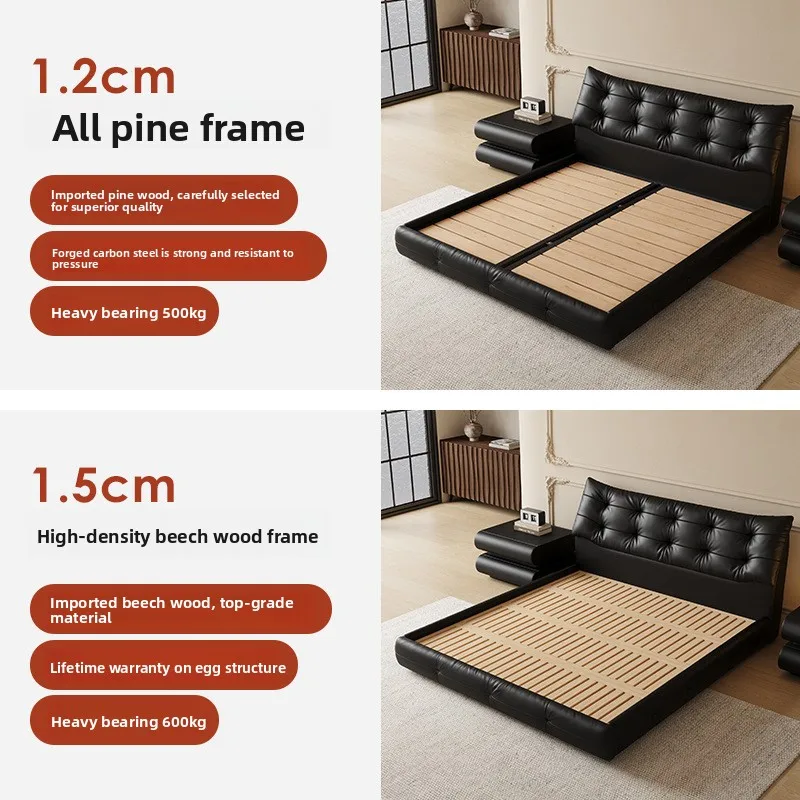 Feitian Miloti semi-green leather 1.8 meters 2 meters double master bedroom big black bear leather bed