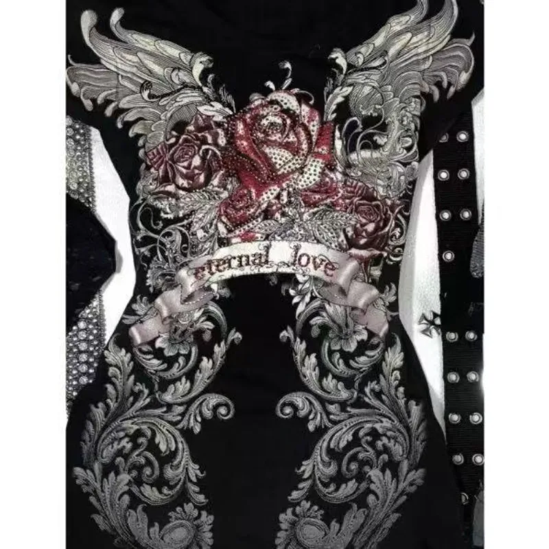 อเมริกันวัฒนธรรมย่อย Y2k เสื้อแขนสั้นผู้หญิงสาวร้อนฤดูร้อนใหม่พิมพ์ Slim Cropped เสื้อยืดความงาม Grunge Casual เสื้อผ้า