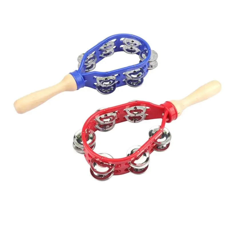 SYDS 6 Pack Hand Held Percussion Instrument With Handle Grip Double Row Metal Jingles Tambourine