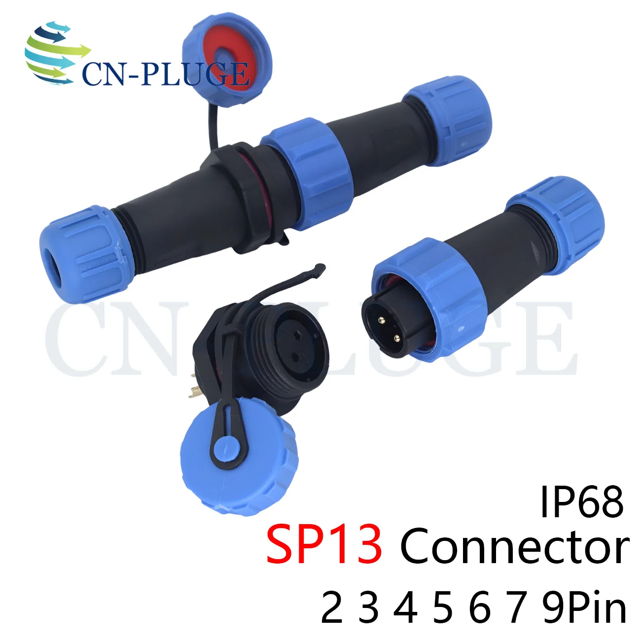 SP13 Aviation IP68 Waterproof Connector 2 3 4 5 6 7 9Pin Docking Cable Male and Female Plug and Nut Panel Socket Welding Type