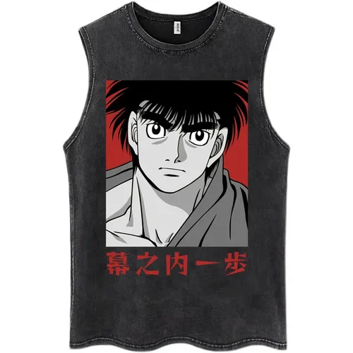 Imagen 2 del producto Lavado Anime Hajime No Ippo Kamogawa boxeo gimnasio camisetas sin mangas hombres mujeres de gran tamaño Harajuku camiseta sin mangas de algodón de gran tamaño