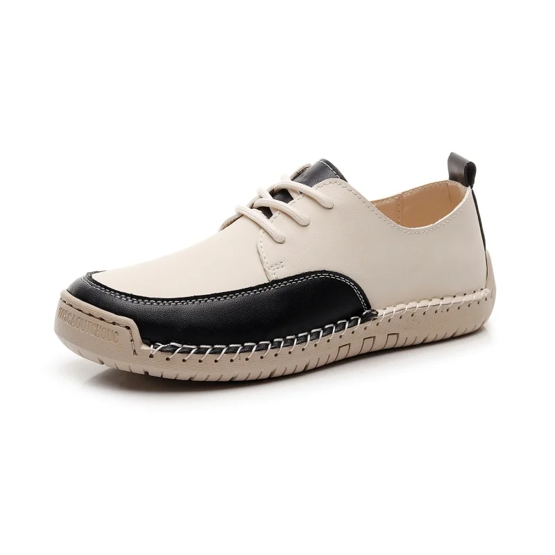 

2025 new plus size men's casual shoes, thick soled leather shoes, hand sewn loafers, fashionable men's shoes