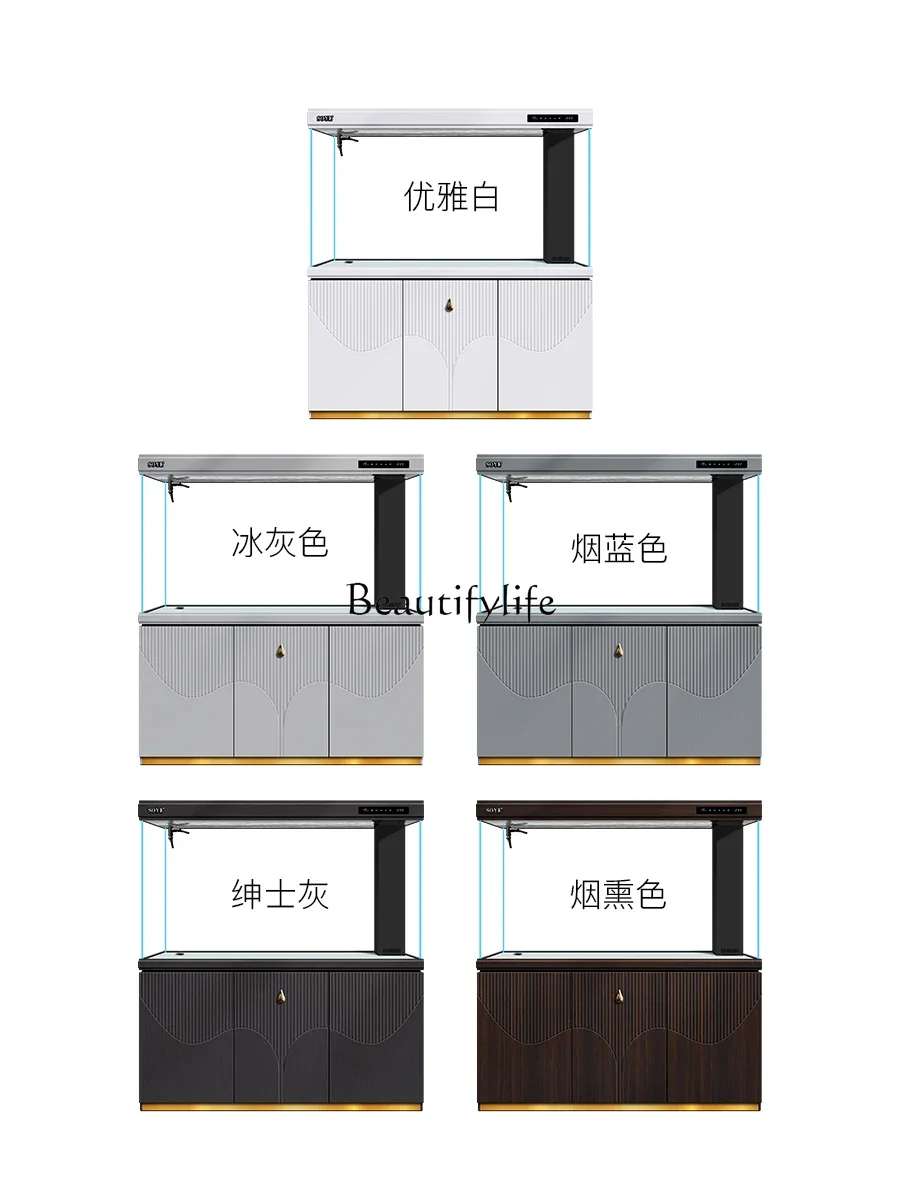 

yj9 Fish Tank Living Room Home Large Light Luxury 2023 New Floor Screen Super White Hallway Bottom Filter Partition Aquarium