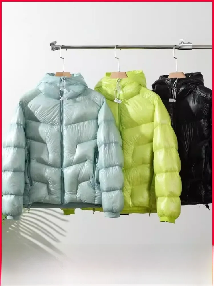 

High-End down Jaet 90 White Du down Hooded Outdoor Warm Men's Winter Puffer Coat Bread Sle Zipper Closure Windproof Wat...