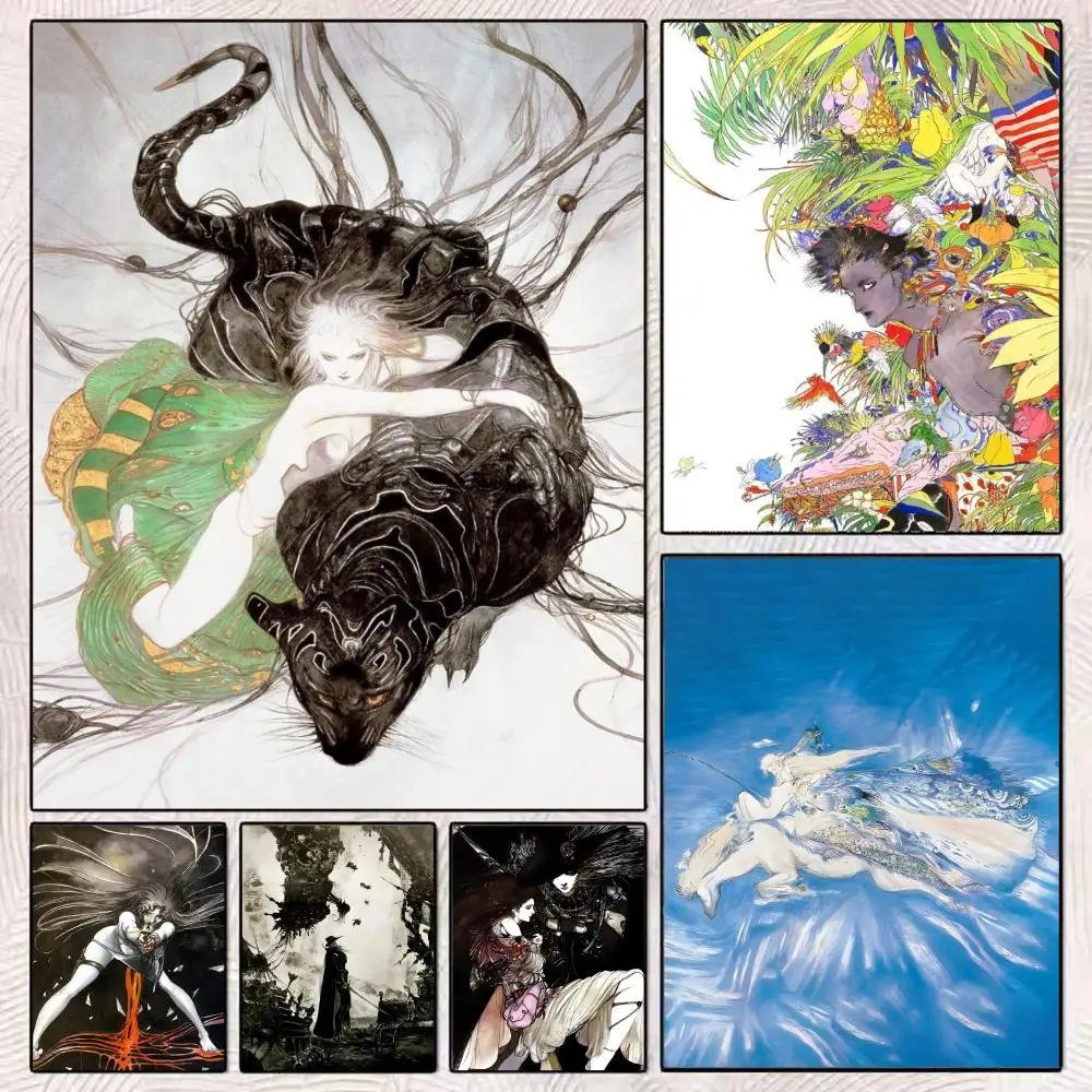 

Art Y-Yoshitaka A-Amano Poster HD Art Mural Wallart Poster Waterproof Vintage Print Decor for Home Decoration DIY Durable