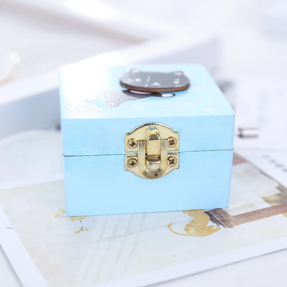 

Wooden Music Box Hand Operated Cat Design Small Rotation Movement Sustainable Natural Finish Gift for Valentine's Mother's Day