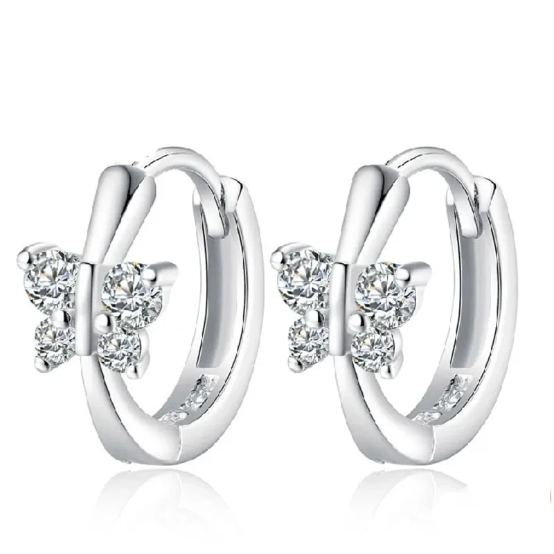 Luxury SIlver Color Classic Butterfly Austrian Crystal Stone Earrings Bridal Wedding Ceremony Propose Jewellery