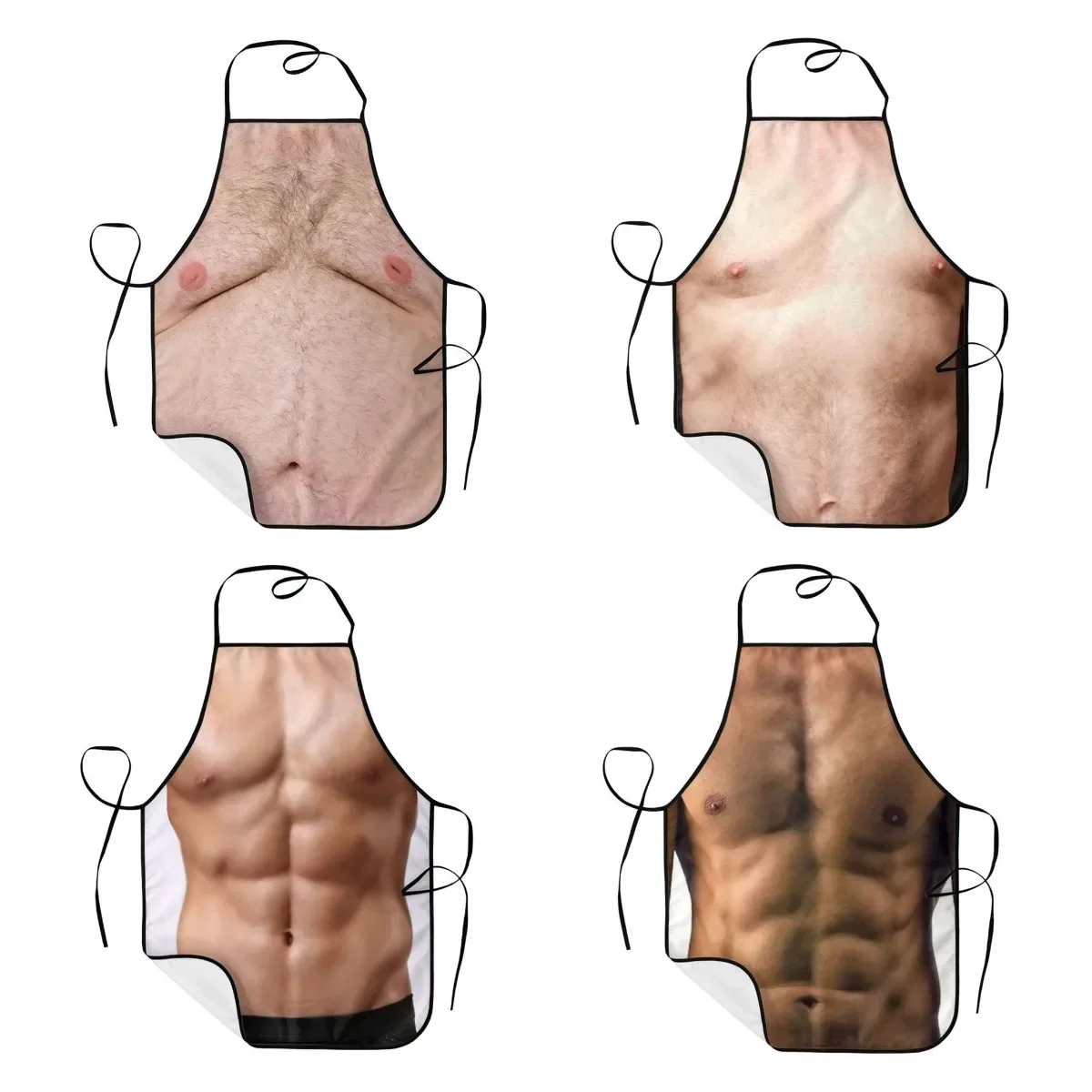 Funny Beer Belly And Muscle Man Aprons for Women Men Adult Unisex Kitchen Chef Bib Tablier Cuisine Cooking Baking Gardening