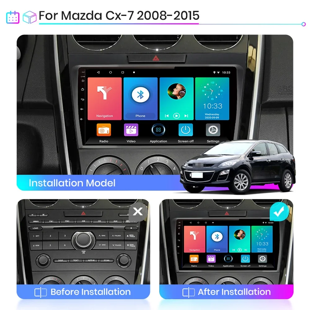 Car Android 12 Radio For Mazda CX7 2007-2015 Multimedia Player Autoradio Carplay 4G WIFI GPS Navigation Stereo Head Unit No DVD