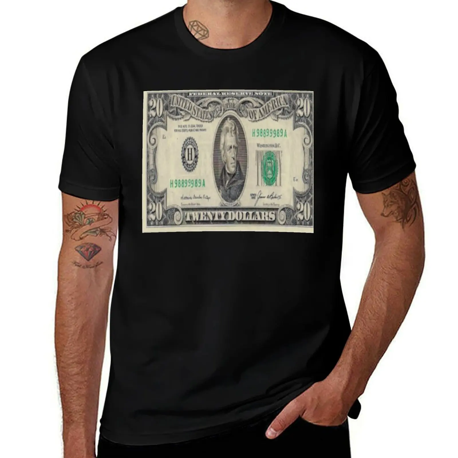Twenty Dollar Bill T-Shirt Fashion Pattern Printed Tee Shirt